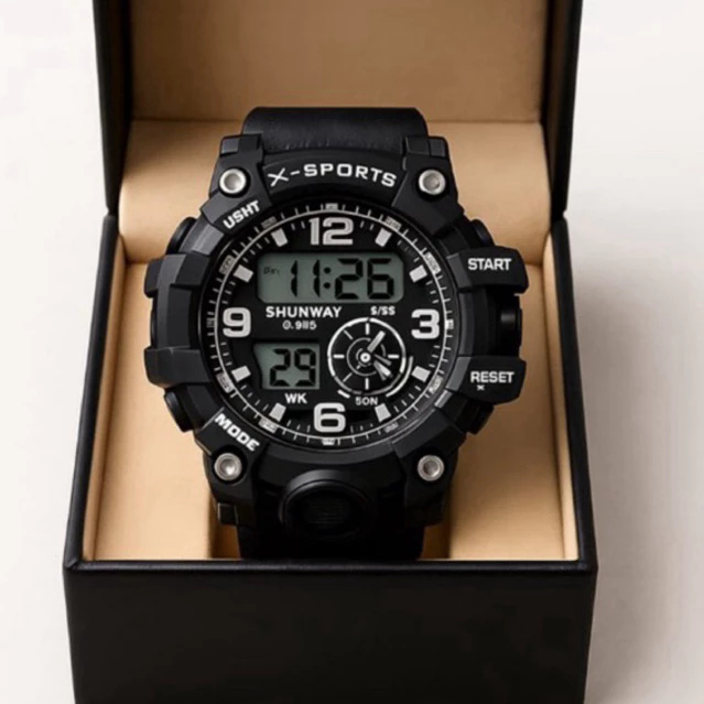 Relógio Masculino Digital Esportivo Cronômetro Militar – Esportivo, LED e Super Resistente!