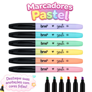 kit Caneta Marca-texto Tons Pastel - 6 Cores em Oferta na Shopee