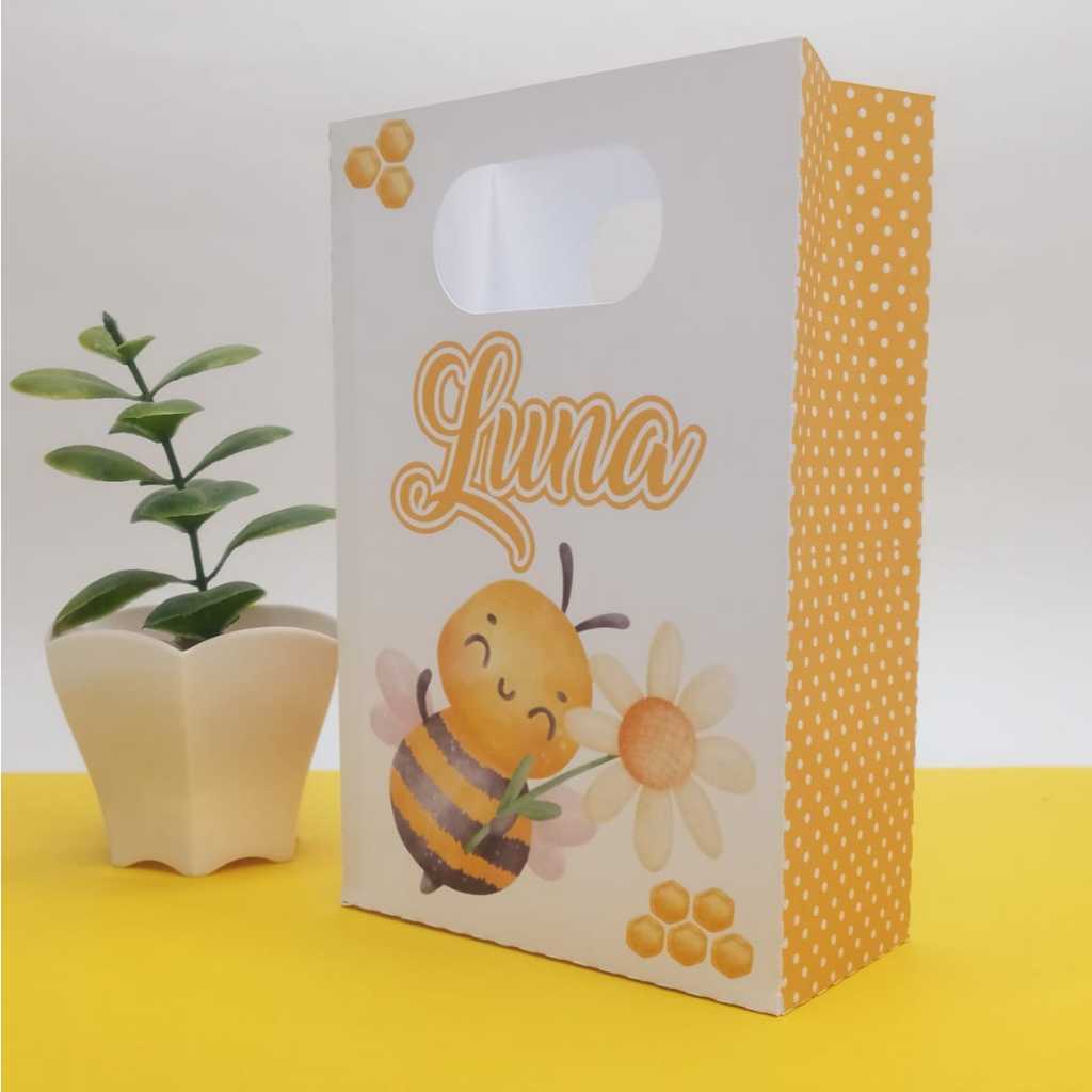 Sacolinha Personalizada Abelhinha Lembrancinhas Festa Infantil Aniversário Mesversário
