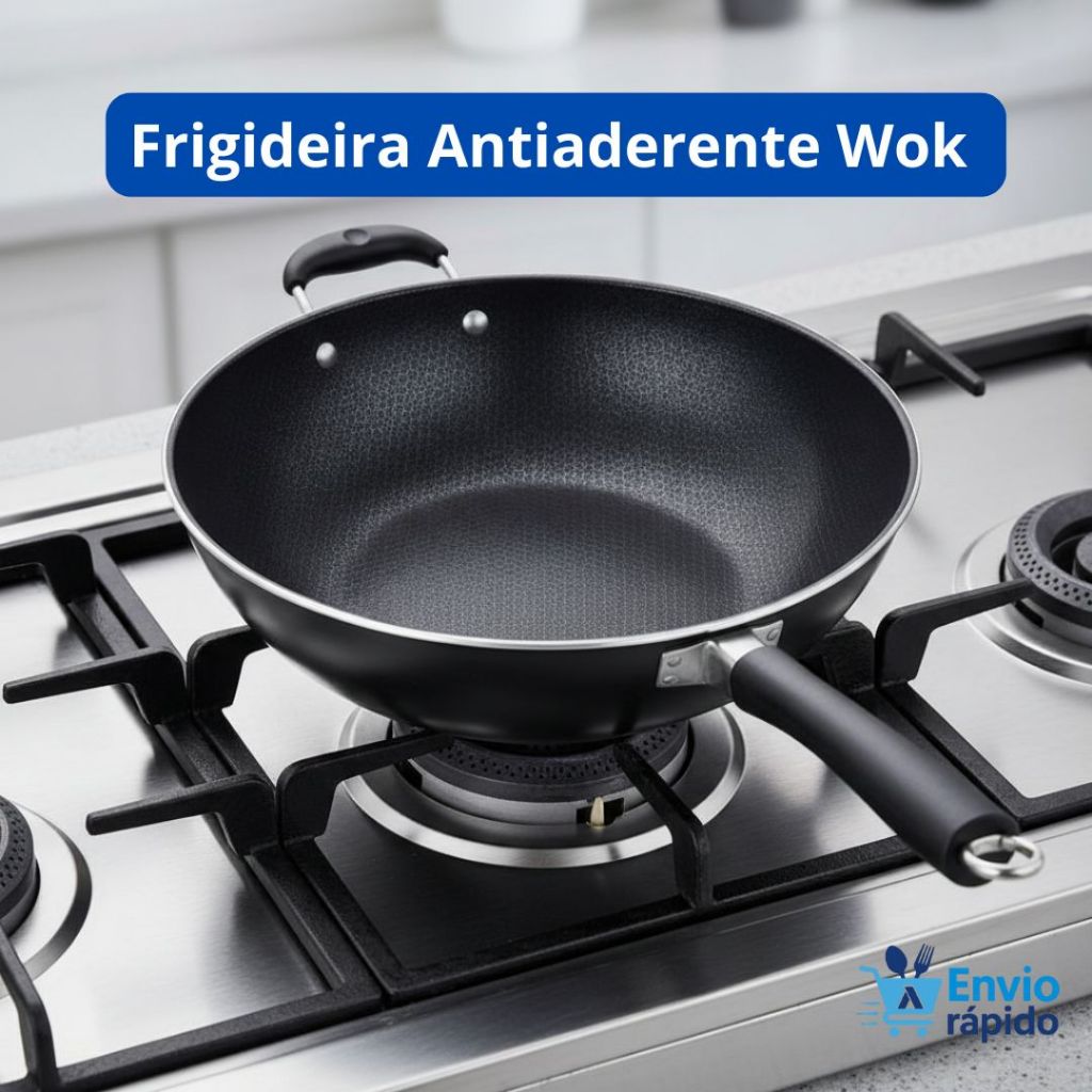 Imagem Frigideira Antiaderente Wok 34 cm Profissional Cabo Anatômico Não Gruda Fratelli
