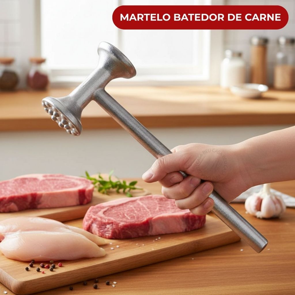 Martelo Amaciador Batedor de Carne Cozinha Alumínio Fundido