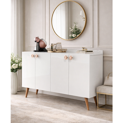 Aparador Buffet Sala 4 e 3 Portas Beatriz Pés Palito - Cores - MJM Casa dos Móveis em Oferta na Shopee