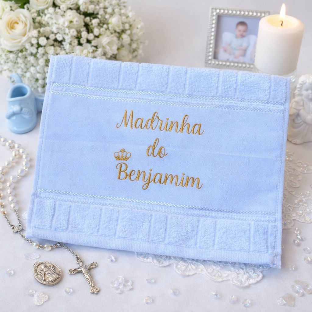 Kit 2 Toalha Boca Mão Batismo Bordada Personalizada Algodao Aveludada Dohler em Oferta na Shopee