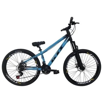 Bicicleta GTI Wolfline Aluminio Aro26 21V Rodas Vmaxx - Azul Preto