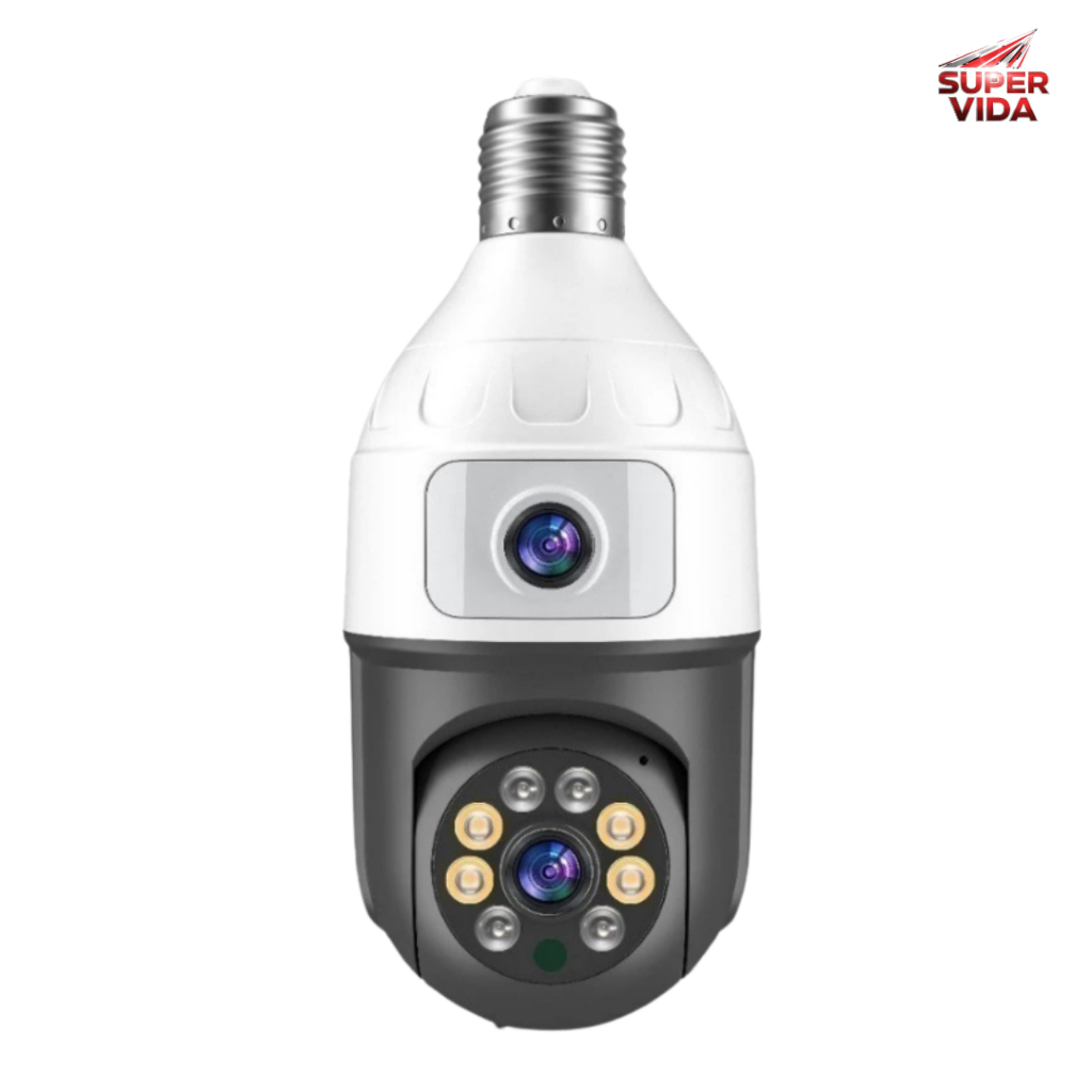 Câmera Lâmpada Wi-Fi Leboss Lente Dupla 1080P PTZ 360° E27 Visão Noturna Colorida