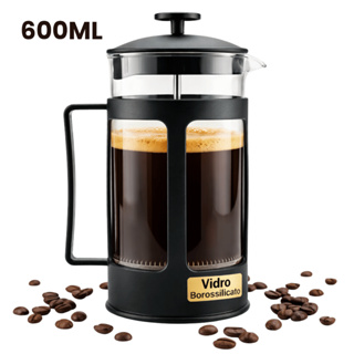 Cafeteira Prensa Francesa 600ml Vidro Borossilicato | Filtro Inox 3 Camadas p/ Café Gourmet e Chá em Oferta na Shopee