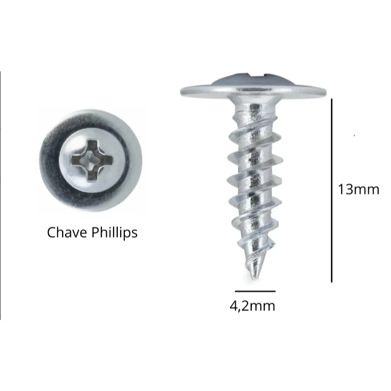 Parafuso De Forro Ponta Agulha Phillips 4.2 X 13 Mm 1000 Pçs