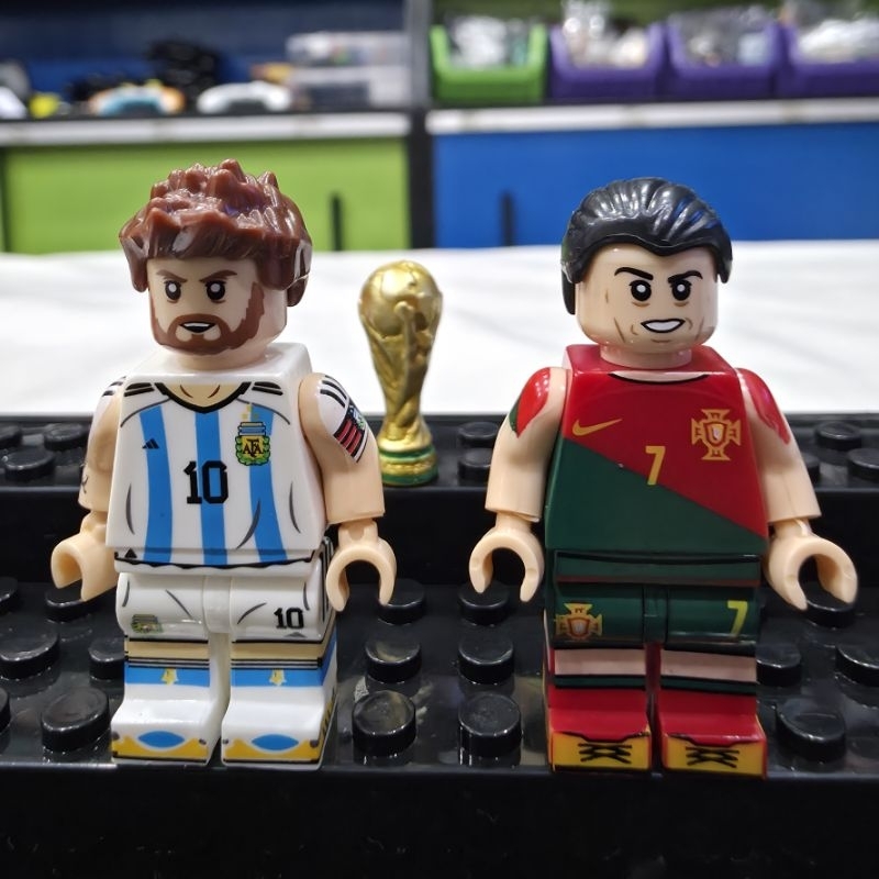 Bloco de Montar Messi e Cristiano Ronaldo CR7 (Jogadores Futebol Fifa - Real Madri e Barcelona)