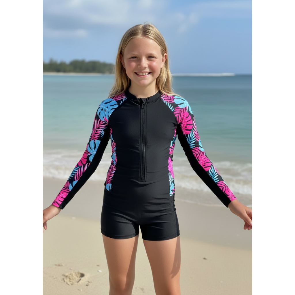 Macacão Maiô Infantil Juvenil Menina Roupa de Banho Praia Infantil Proteção Uv50+ Piscina Natação em Oferta na Shopee