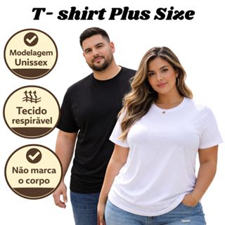 Camiseta T-shirt Masculina Feminina Unissex Plus Size G1 ao G3 100% Algodão Confortável Gola Redonda em Oferta na Shopee