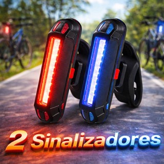 2 Lanterna Pisca Traseira Bike Led Recarregável Usb Pisca Branco Vermelho Azul em Oferta na Shopee