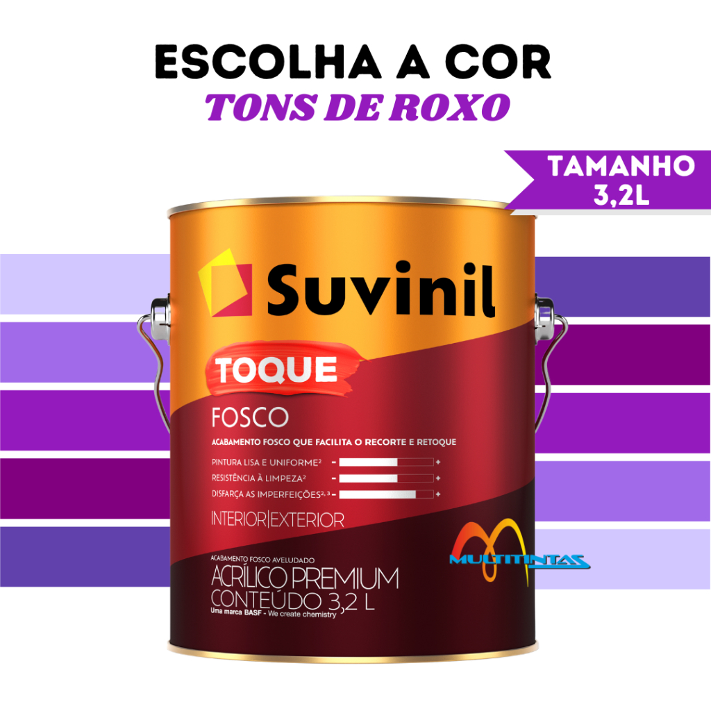 Tinta Acrílica Fosco 3,2l Tons de Roxo Parede Toque Fosco Suvinil