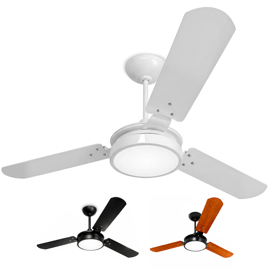 Ventilador de Teto Ventex Valen LED 150W Turbo com Luz LED 18W 3 Pás MDF Alta Ventilação 127V 220V