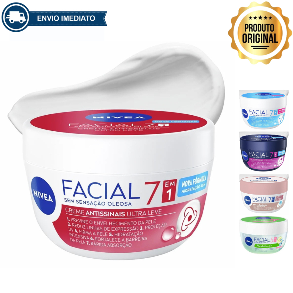 CREME FACIAL NIVEA 7 EM 1 HIDRATAÇÃO PROFUNDA SEM OLEOSIDADE 100g ENVIO IMEDIATO