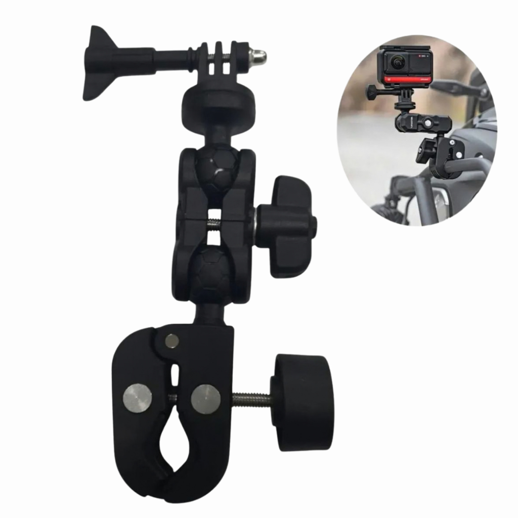 Suporte Câmera Esportiva Moto Bike Guidão Universal Stallion Z-0902C 360° Alta Fixação Action Cam