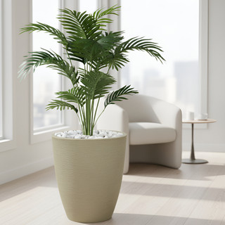 Vaso de plantas  39x33cm em Polietileno Reciclável Coluna Redonda Cone Grafiato Escovado M Moderno