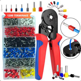 Alicate Crimpar Prensa +Box Com 1250Terminal Ilhos Tubolar 0,25 Até 10mm HSC8 6-4A em Oferta na Shopee