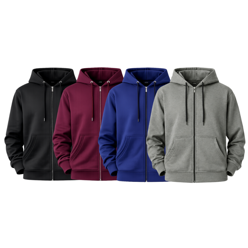 Moletom Com Ziper Touca Capuz Ajustavel Bolso Basico Liso Inverno Frio Unissex Blusa de Frio Agasalho