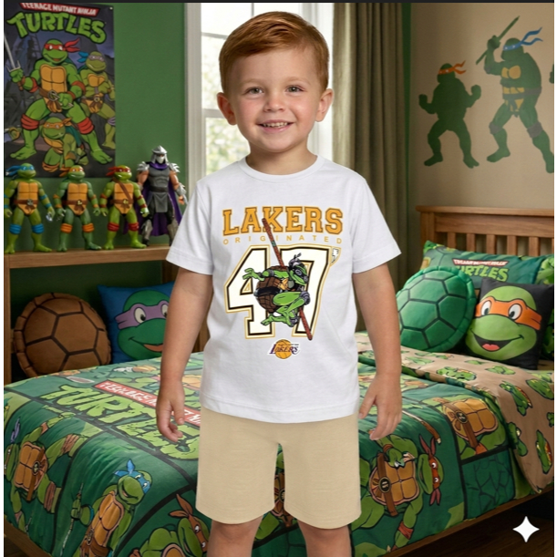 Camiseta Infantil NBA Basquete As Tartarugas Ninja  - Pizza – Camisa Estampa Personagens