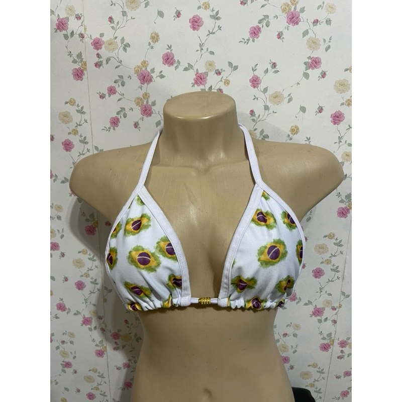 Biquíni Cortininha - TEMA BRASIL - ESTAMPA EXCLUSIVA -Sem bojo Top Parte de Cima Feminino Biquíni Sutiã Peça Avulsa COPA