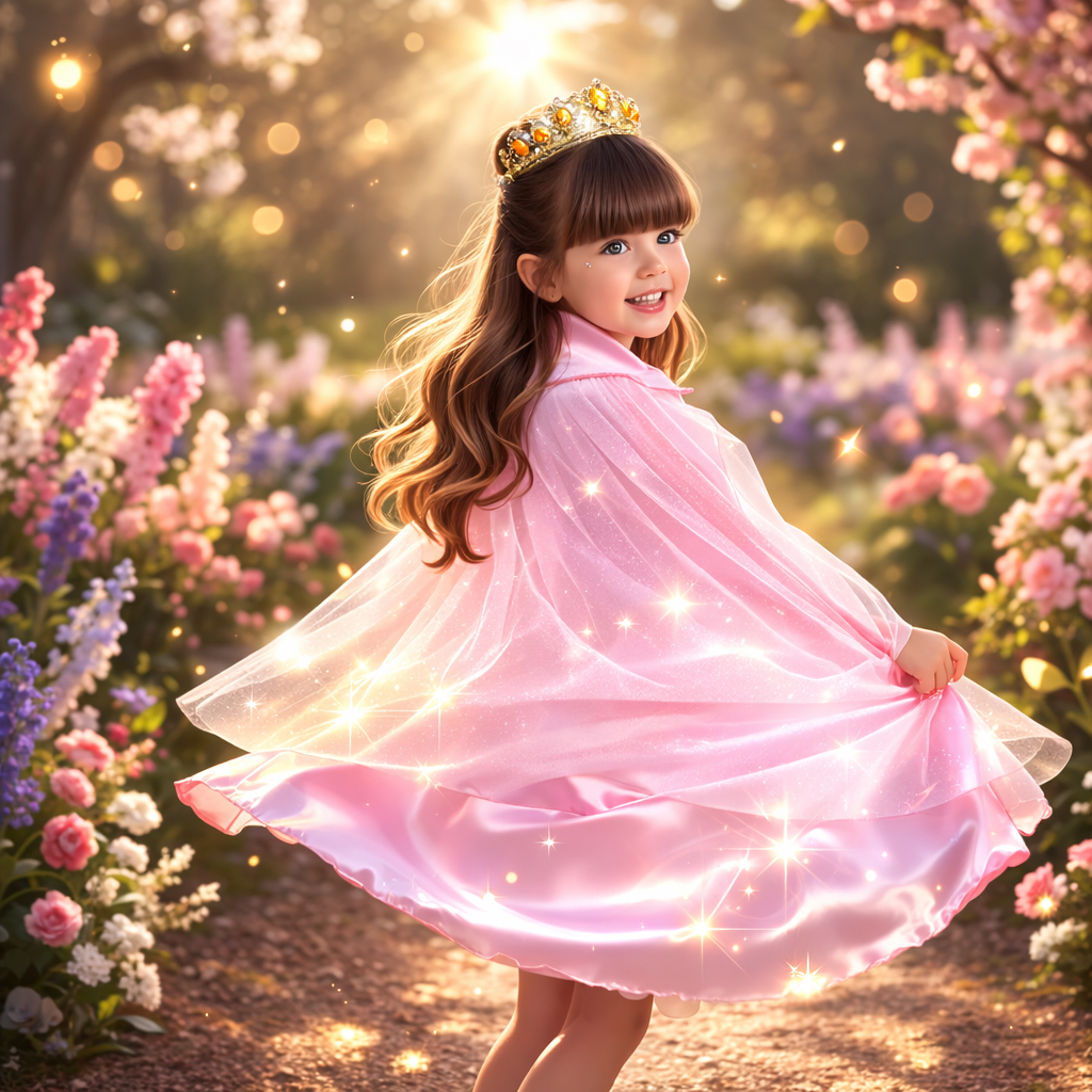 Capa Princesas Infantil Meninas Manto Brilhante Em Gliter Conto de Fadas Envio Imediato