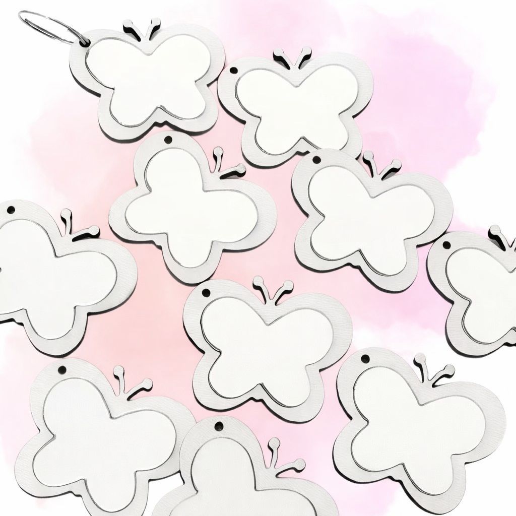 Chaveiro Borboleta em Mdf Branco com Espelho