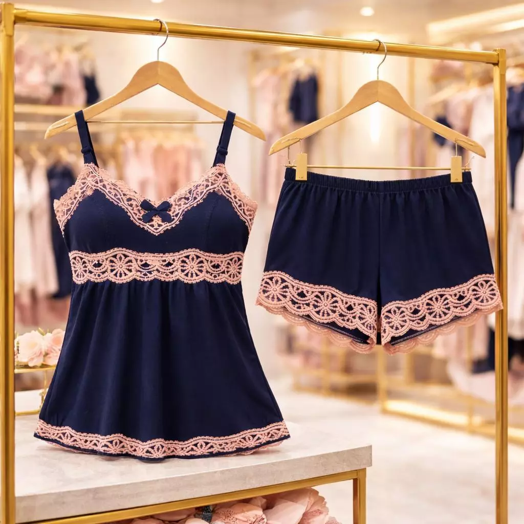 Baby Doll Feminino com Renda Alça Ajustável Short Doll para Dormir — imagem 1