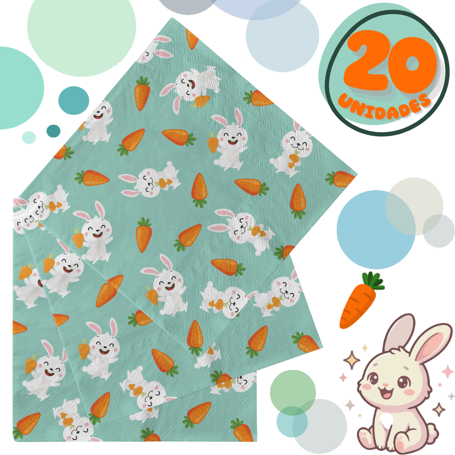 Guardanapo De Papel Folha Dupla 20 Un Coelho Cenoura Páscoa em Oferta na Shopee