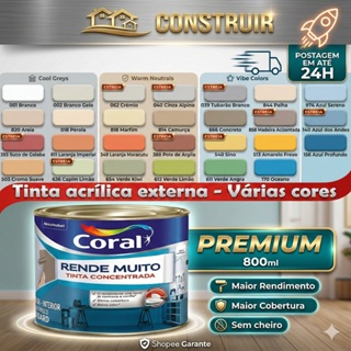 Tinta Coral Rende Muito 800ml + Rolo de lã 9cm | Lavável Interior e Exterior - Alta Cobertura em Oferta na Shopee