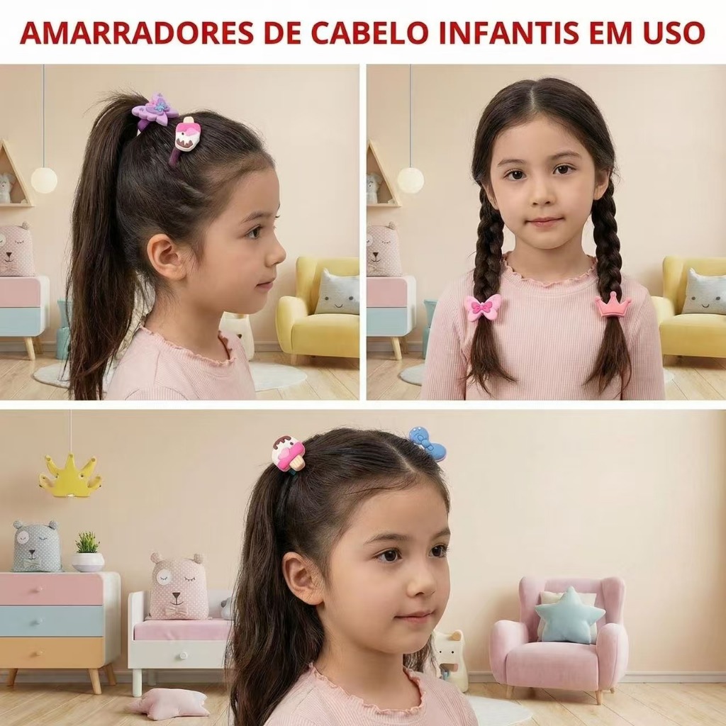 KIT 40 unidades de xuxinhas com Detalhes de Silicone Laço/Coroa/Unicornio/muitos Modelo Aleatorio — imagem 2 de 2