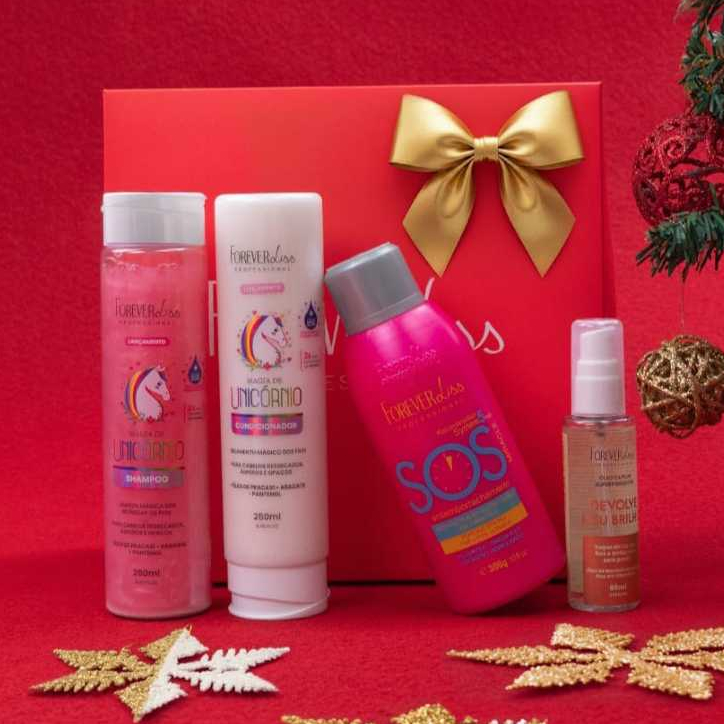 Forever Liss Kit Reconstrução 4 Itens Shampoo e Condicionador Magia + SOS + Óleo Devolve Meu Brilho