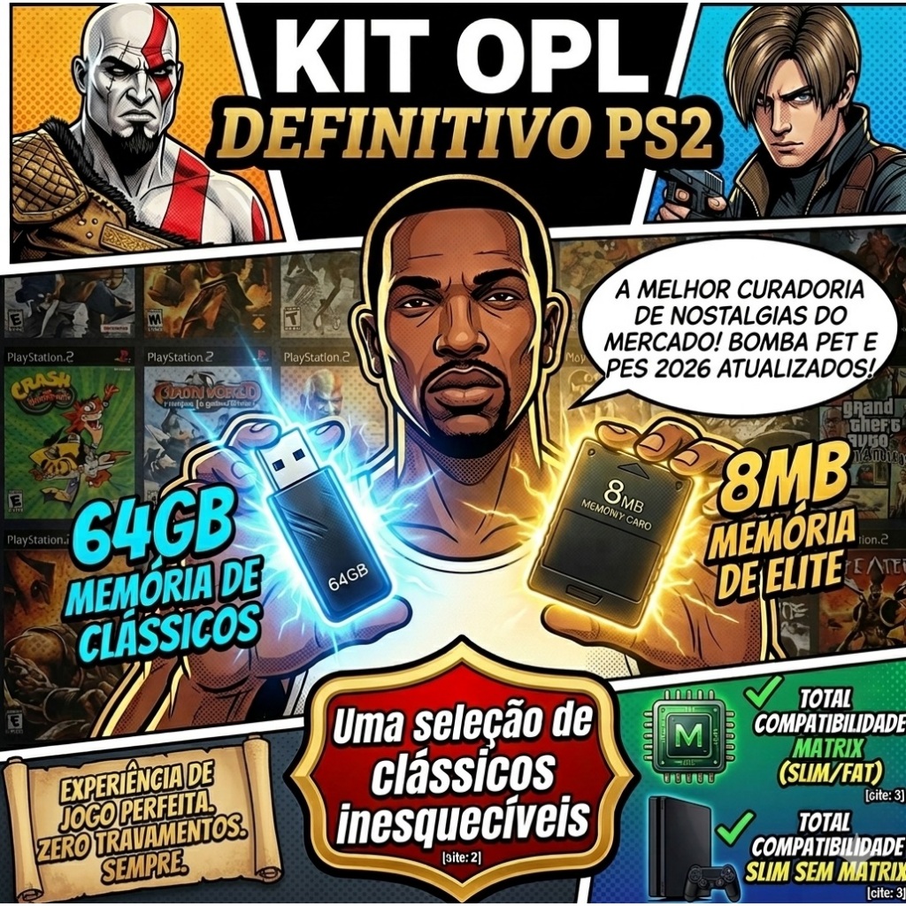 Opl Memory Card + Pendrive 64gb | Ps2 Fat e Slim
