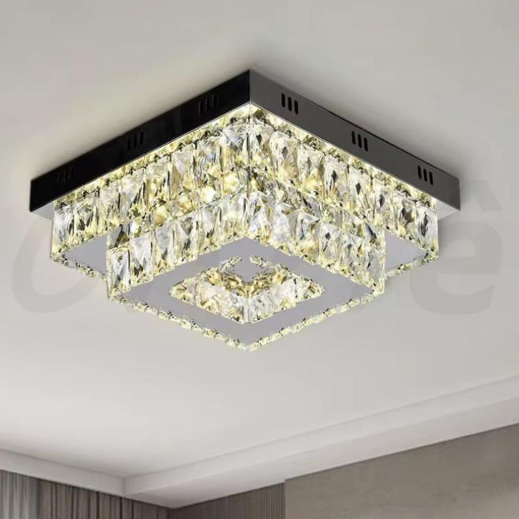 Luminária De Teto Plafon de Metal e Cristal Led 3 em 1 Moderna Lustre para Corredor Sala Quarto Cozinha