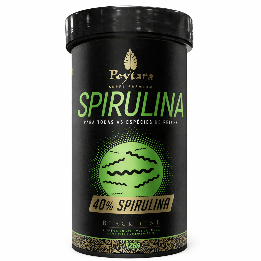 Ração Poytara Spirulina Black Line Pellets M 1,5mm 120g Para Peixes Ornamentais Alimento Completo Fg