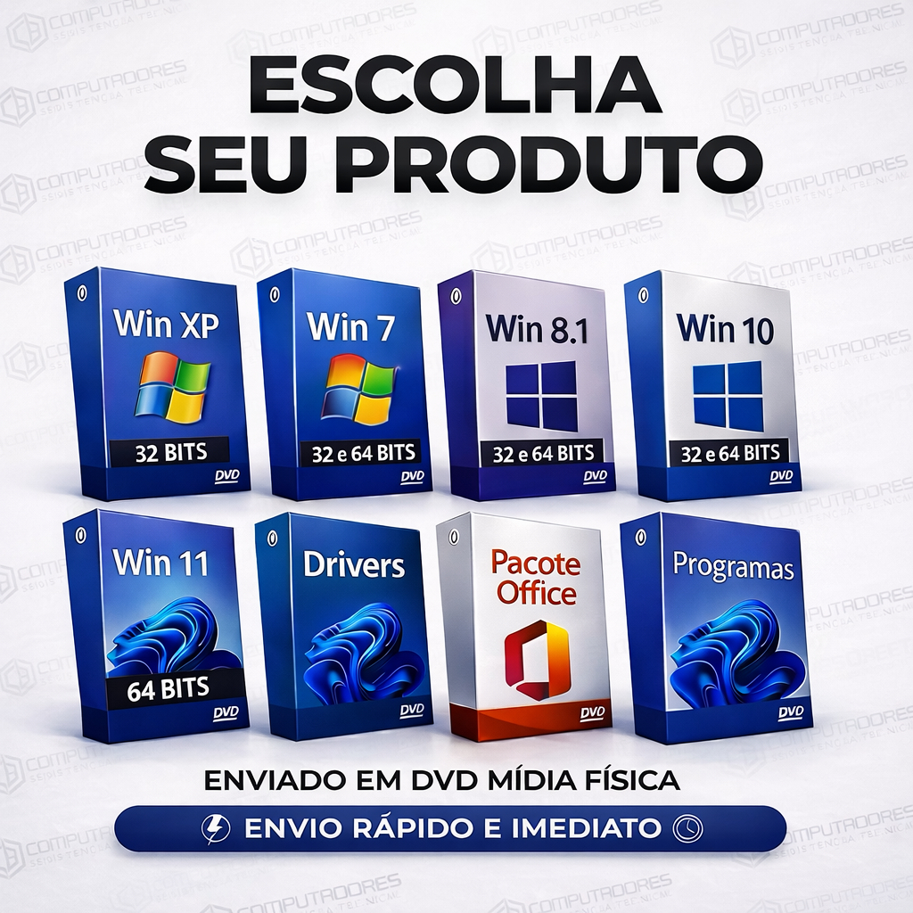 Cd Dvd windows 11 10 8 7 xp + Programa e Office&Driver