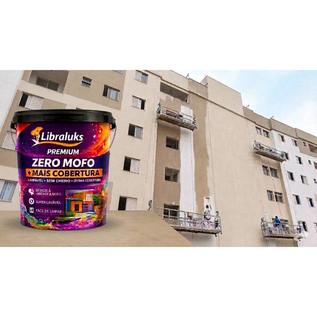 Tinta Acrílica Parede $ 15LT Premium Zero Mofo Libraluks Mais Cobertura e Rendimento (BRINDE 1Rolo 23cm zero-respingo) — imagem 2 de 2