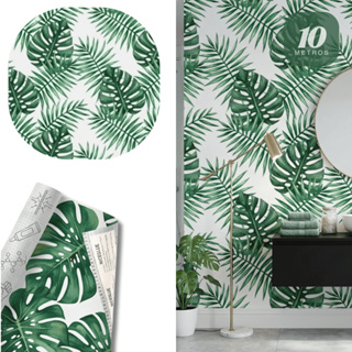 Papel de Parede Efeito Folhagens com Textura Adesivo Lavável 10m AutoColante Sala Quarto Móveis em Oferta na Shopee