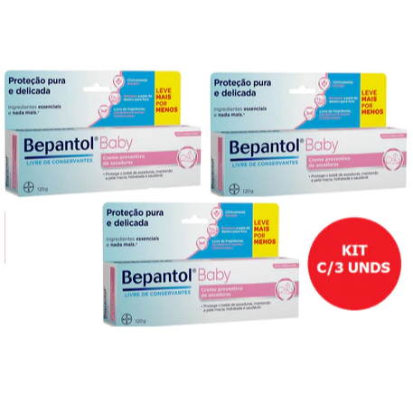 KIT C/3 Bepantol Baby Creme 120G - Pomada De Assadura Original