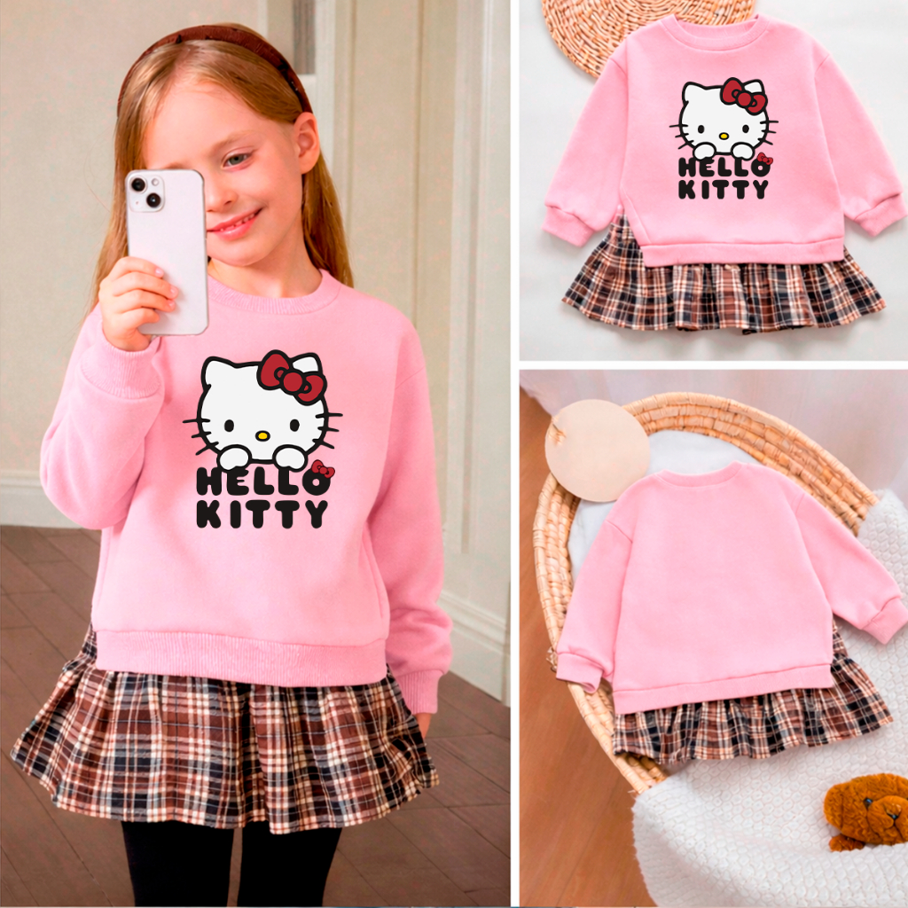Moletom Casaco infantil Menina hello kitty  Delicado Flanelado Fofo Preto, Rosa,Azul,Cinza,Beg em Oferta na Shopee