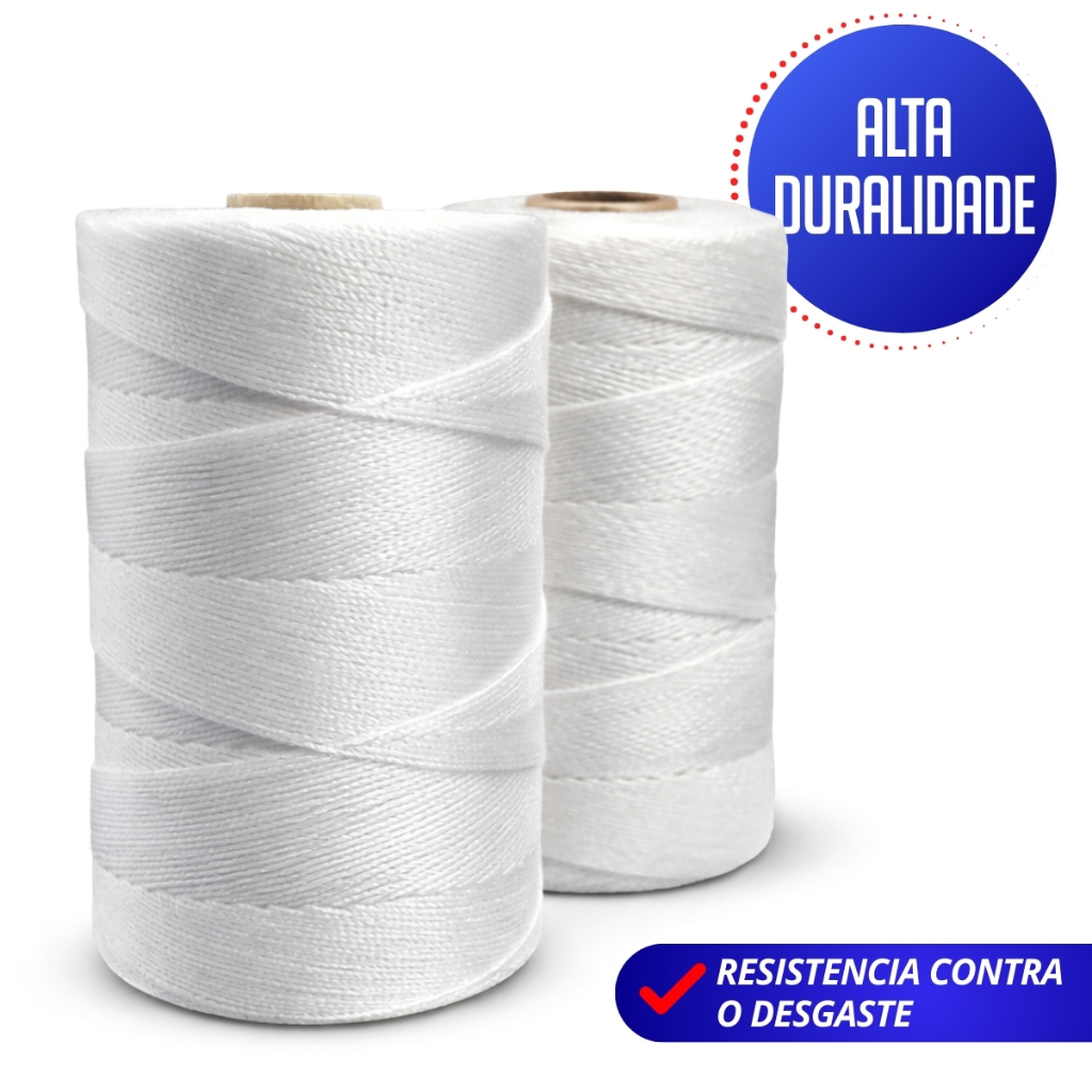 Fio de Nylon Torcido Grilon 200g  Branco 210/09 até 210/018 Alta Resistência Pesca