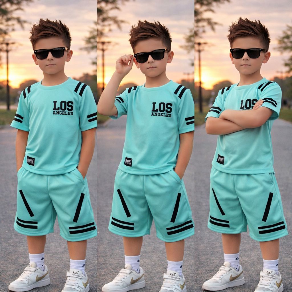 Conjunto Infantil Menino Kit Short+Camisa Dry Fit Premium Estilosos Para Passeios Dias Quentes