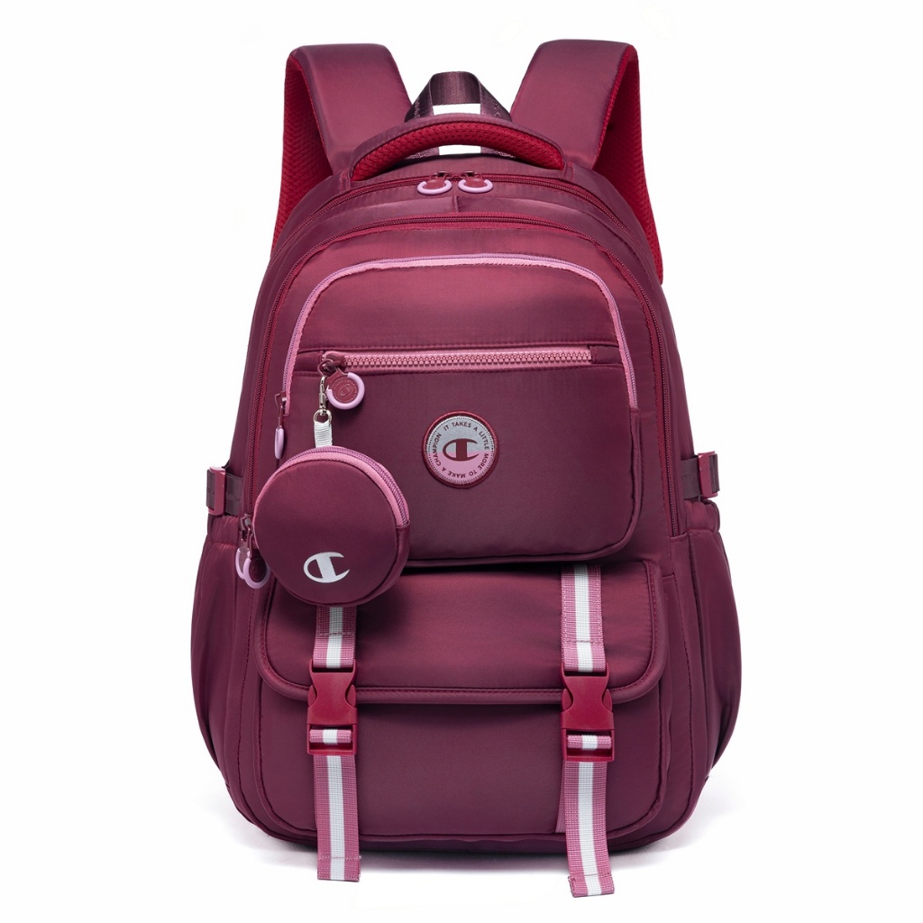 Mochila Vinho Feminina Champion Reforçada Juvenil Bolsos Espaçosa Original