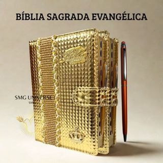 Biblia Sagrada Letra Hipergigante Luxo Com Harpa Dourada Gold Evangélica em Oferta na Shopee