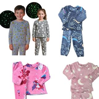 Conjunto Roupa de Inverno/Verão Pijama Pelúcia Quentinho Brilha no Escuro em Oferta na Shopee
