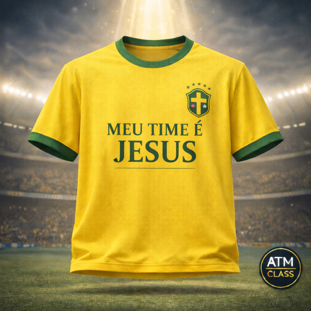 Camiseta Camisa 100% Algodão Meu Time é Jesus Brasil Blusa Unissex Envio Imediato