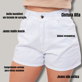 Shortinho Branco Mon Feminino – Cintura Alta Praia | Sem Lycra | Entrega Rápida em Oferta na Shopee