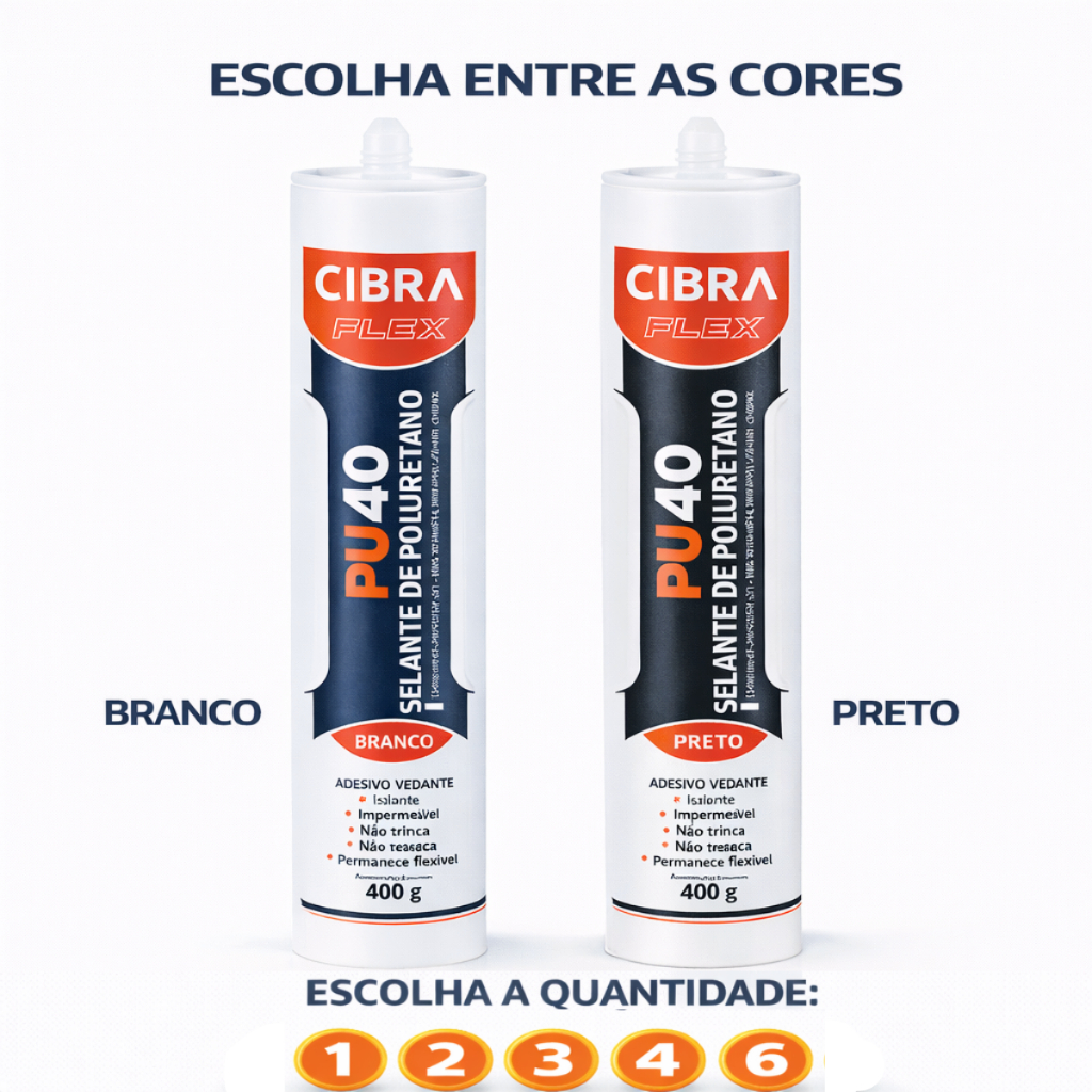 Selante Poliuretano PU40 CibraFlex 400g Branco ou Preto Vedação Profissional em Oferta na Shopee