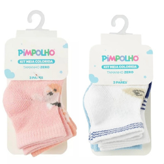 Kit 3 Pares Meia Pimpolho Colorida Bebe Prematuro Recem Nascido Menino Menina em Oferta na Shopee