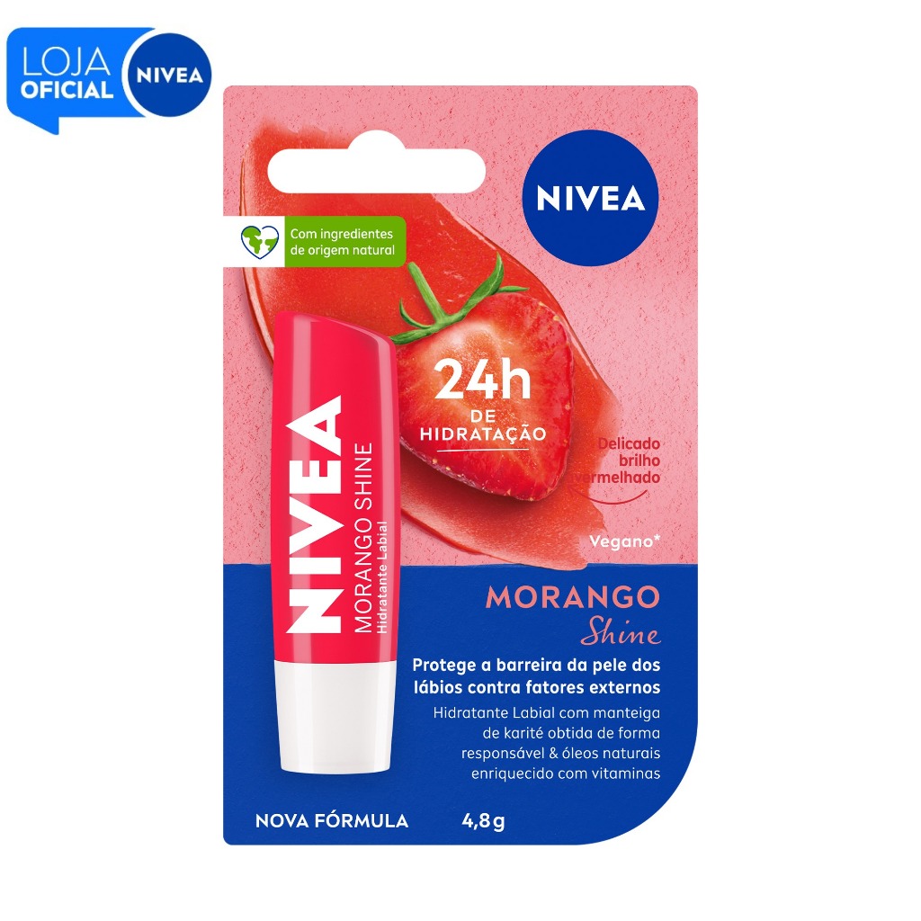 NIVEA Hidratante Labial Morango Shine 4,8g NIVEA Hidratante Labial Morango Shine 4,8g