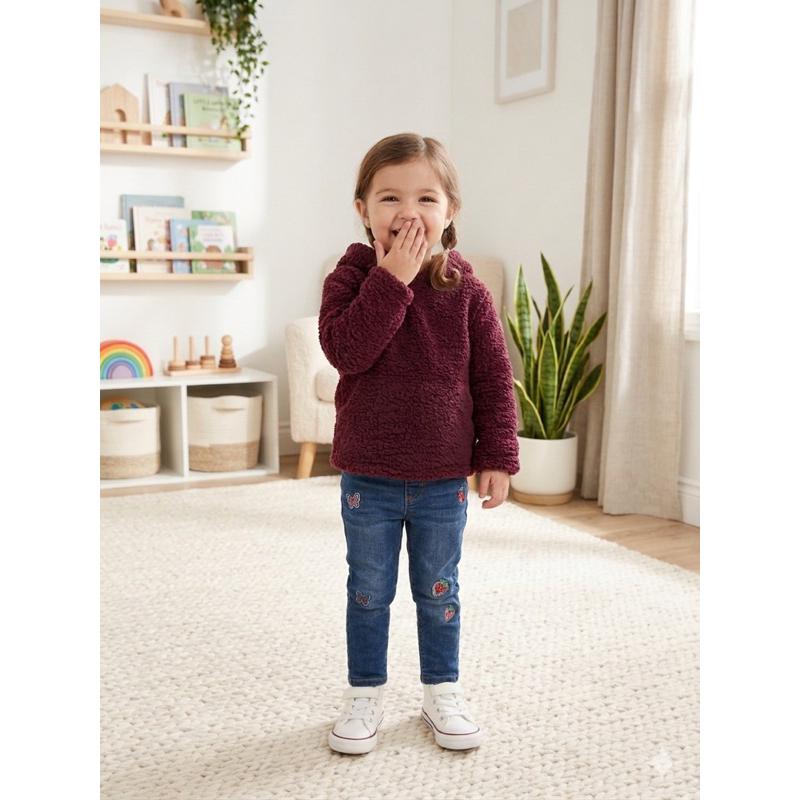 Blusa Teddy Marsala com Orelhinhas 🐻❤️